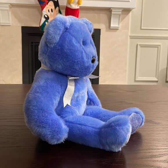 Vintage TY Beanie Buddy Bear "Clubby 2" 1999 Blue Bear with Silver Bow EUC  14” - Picture 2 of 7
